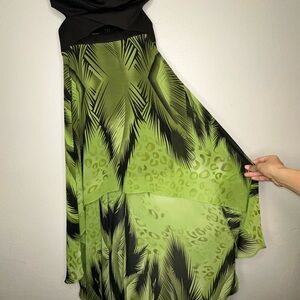 Green and Black Strapless Dress